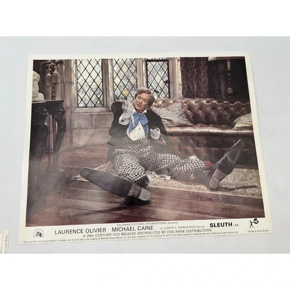 Vintage Sleuth Movie Lobby Cards 8x10 Printed In Great Britain Set Of 8 NM